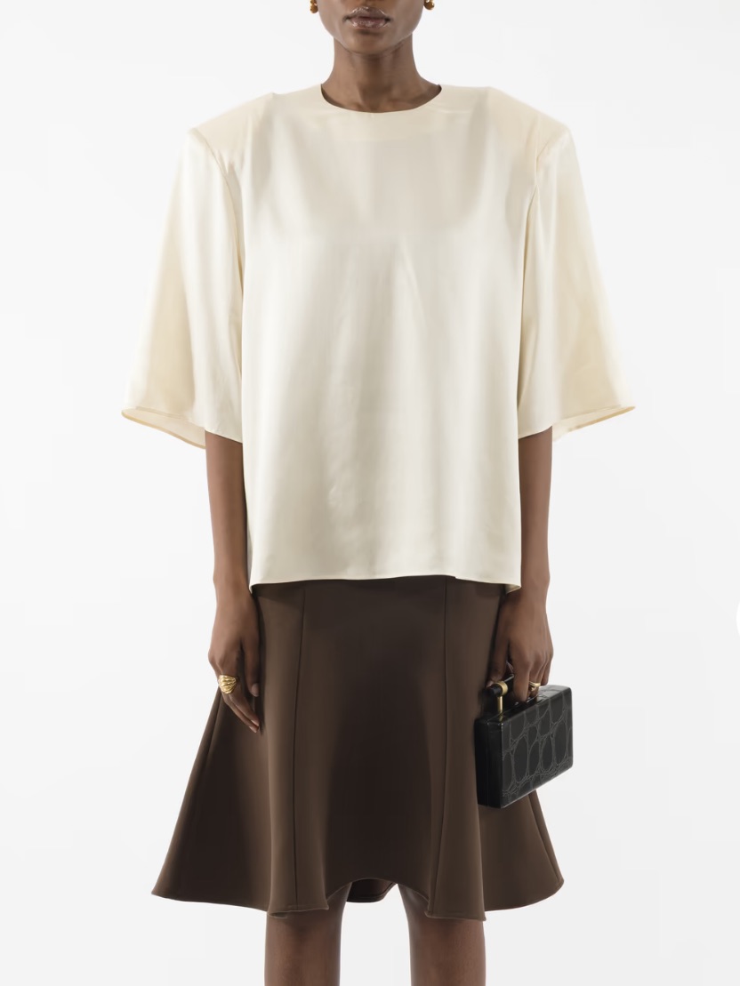 Arakii Boxy Silk Top T-Shirt 100% Silk In Ivory Size Medium New $330 Msrp